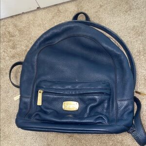 Blue Leather MK Backpack
